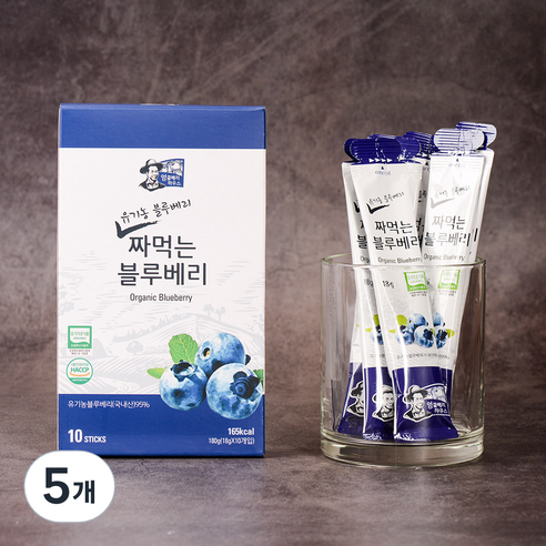 엉클베리하우스 유기농 짜먹는 블루베리, 180g, 5개