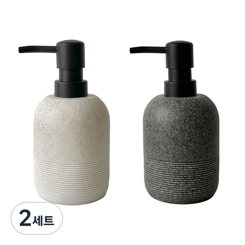 A의취향 클래식 디스펜서 호텔식 핸드워시 주방세제 리필 용기, 2세트, 화이트+그레이