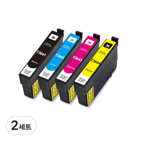 T364 (세트판매) T3641-4 XP245 T364100 T34200 엡손 비정품잉크, 1세트 검정+파랑+빨강+노랑(4개묶음)할인가, 2세트