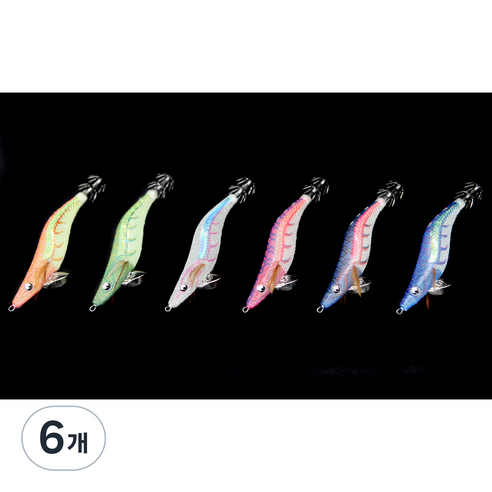 고잉 UV 캐스팅 에기 무늬오징어 갑오징어 한치, #6 실버 화이트 글로우(UV), 3.0호, 6개, 실버화이트, 15g