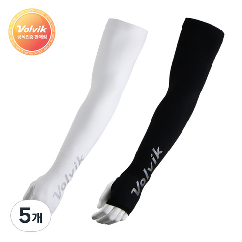 [VOLVIK] 볼빅 아쿠아엑스 냉감 골프 손등커버 쿨토시 팔토시 양손 자외선차단 파크골프 운전 낚시 등산 스포츠 쿨토시, 블랙, 5개