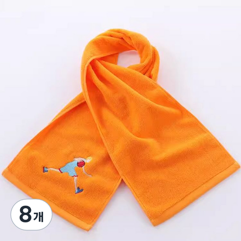 상덕 운동수건 배드민턴 타월 요가 타월 런닝 타월 자전거 타월 농구 타월 220CM, 8개, 오렌지