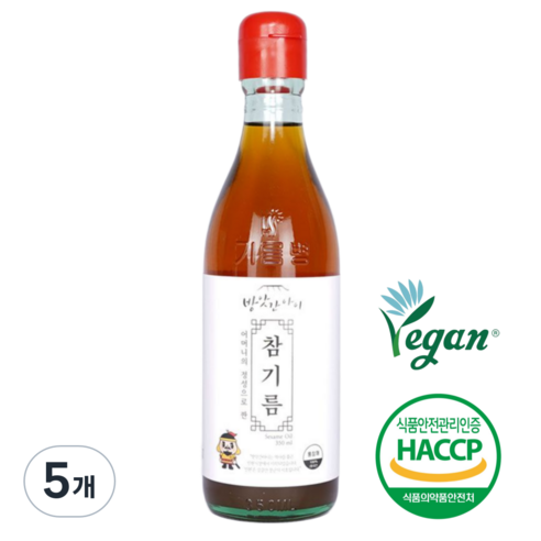 방앗간아이 저온압착 100%통참깨 착한참기름 350ml 비건참기름, 5개