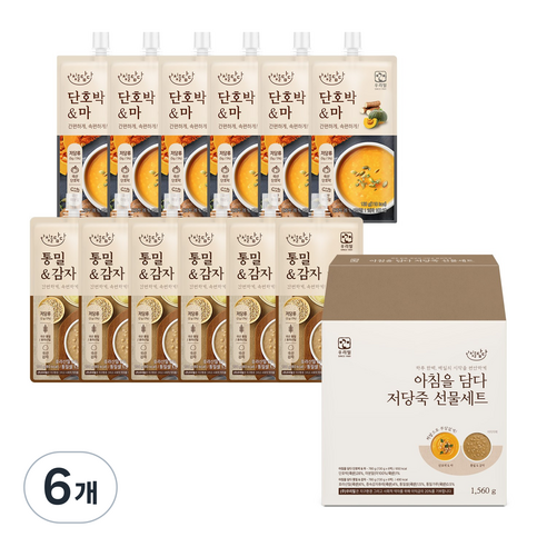 아침을담다 저당죽 선물세트 ( 단호박&마 +통밀&감자 ), 1560g, 6개