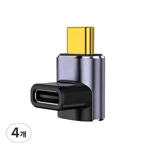 CtoC C타입 USB 4.0 젠더 방향전환 각도변환 꺾임 젠더 모음 8K 고속충전, 4개, 3. C타입(암) to C타입(수) 90도 젠더 (숏), 12mm