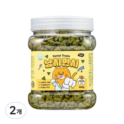 고지식 냥치펀치 고양이 구강관리 이빨과자 대용량 덴탈트릿 간식, 2개, 400g, 치킨맛