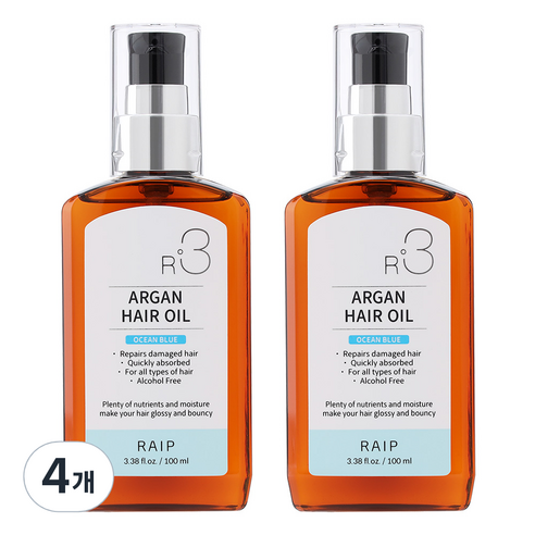 라입 R3 아르간오일 헤어에센스 오션블루, 100ml, 4개