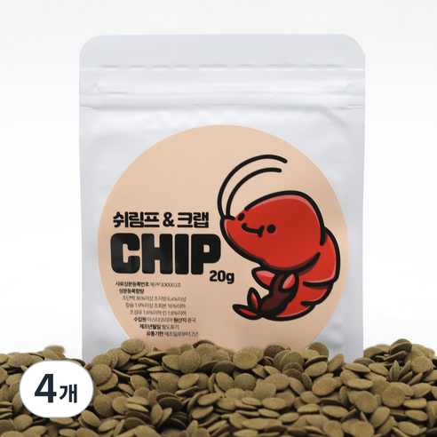 MANITO 쉬림프&크랩칩 새우 가재 사료, 4개, 20g