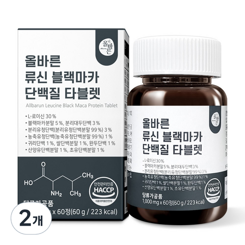 올바른 류신 블랙 마카 단백질 타블렛, 60정, 2개