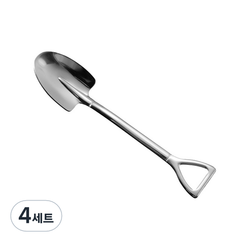 다있어유 1+1+1+1=4P 스테인리스 삼각형 삽모양 숟가락 디저트 카페 푸딩, 4세트, 삼각형 실버