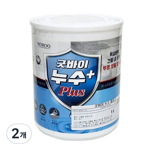 노루 침투형투명방수재 굿바이누수플러스 실내외타일위방수시공 1L, 2개
