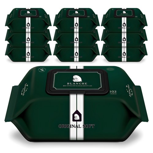 블랑슈 저자극 대용량 오리지널 소프트 유아물티슈 캡형 50gsm, 50g, 102개입, 10개