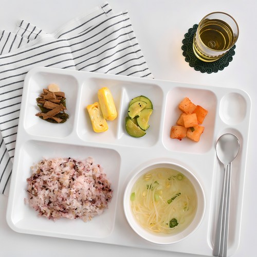 로야 단체급식 멜라민 4구 717 식판, 크림, 405 x 300 x 22 mm, 1개