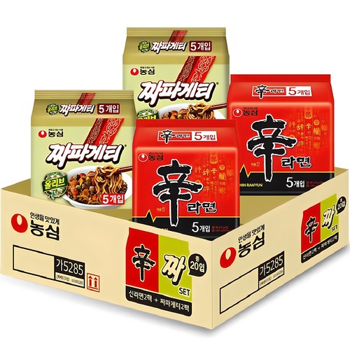 농심 신라면 120g 10개 + 짜파게티 140g 10개 세트, 1세트