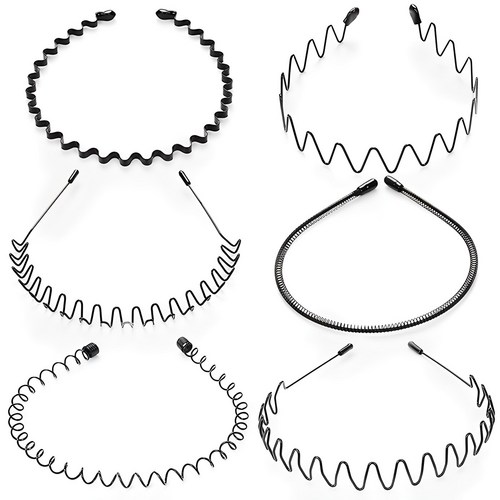 두발로 와이어 물결 스프링 머리띠 6종 세트
