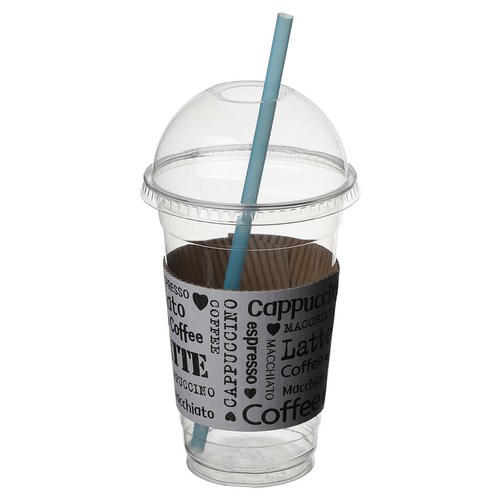 커피촌 투명 PET 컵 + 돔뚜껑 + 화이트라떼 홀더 + 혼합빨대, 470ml, 100개, 1세트