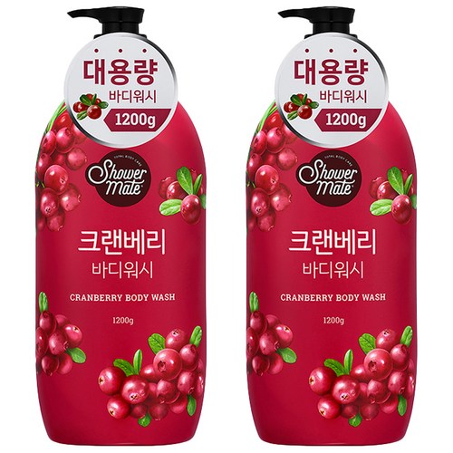 샤워메이트 크랜베리 바디워시, 1200g, 2개 - 향 오래가는 바디워시 추천