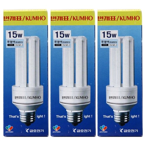 번개표 삼파장 EL 15W 6500K 램프, 주광색, 3개