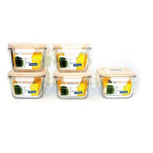 [삼광] 글라스락 이유식 정사각 210ml 5개 밀폐용기
