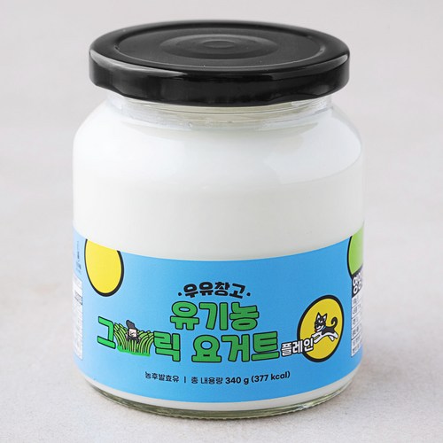 우유창고 유기가공식품 인증 그릭요거트 플레인, 340g, 1개