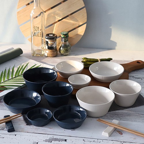 LOVFIR 모던 일식 그릇 세트 도자기 식기 세트 4인 식기세트 18p 4인 식기세트 20p 6인 식기세트 30p, 5인치 그릇 4