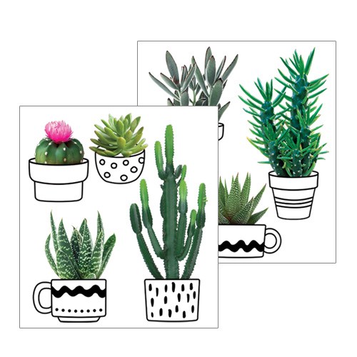 환타스틱스 반짝이 데코 스티커 2p 세트, GS-5009 선인장화분, 1세트