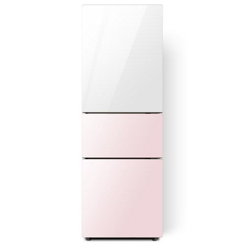 하이얼 글램 글라스 일반형냉장고 방문설치 화이트+핑크 HRB212MDWP
