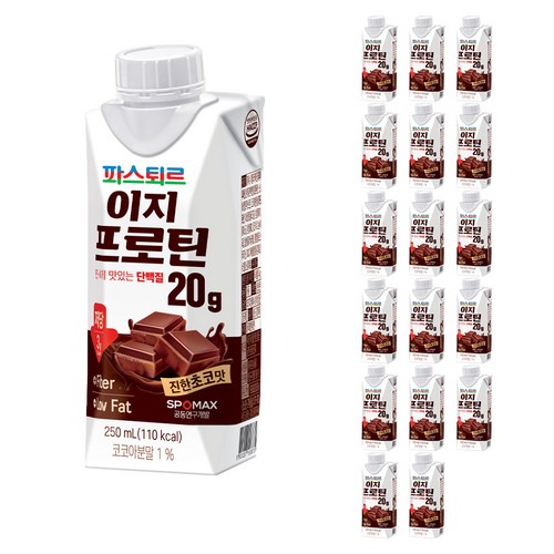 파스퇴르 이지프로틴 저당 초코, 250ml, 18개 - 초코 단백질 추천