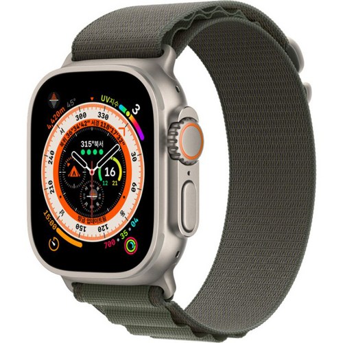 Apple 애플워치 Ultra 알파인 루프 49mm GPS+Cellular 티타늄 케이스, 그린 Small