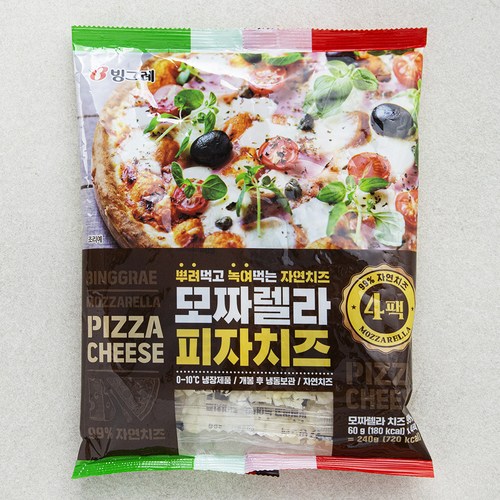 빙그레 모짜렐라 피자치즈, 60g, 4개입, 1개