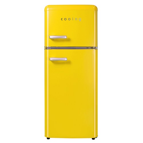 쿠잉전자 레트로 115L 2도어 냉장고 방문설치, 옐로우, 옐로우, REF-D121Y