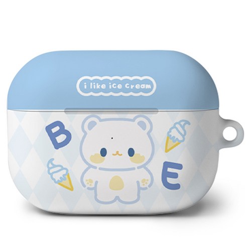 로랜텍 에어팟 프로 블루투스 무선 이어폰 케이스, 아이스크림 베어