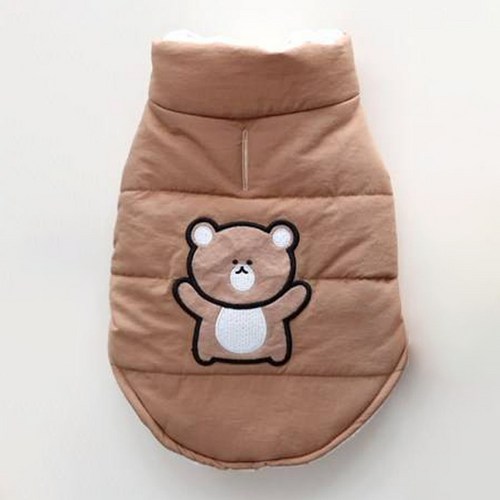 개꿀이냥 강아지 곰양면 패딩 HDJK00453, 베이지, 2XL, 1개