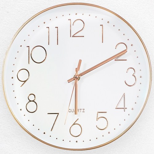 홈플래닛 무소음 원형 벽시계 300 (건전지 포함), 로즈골드