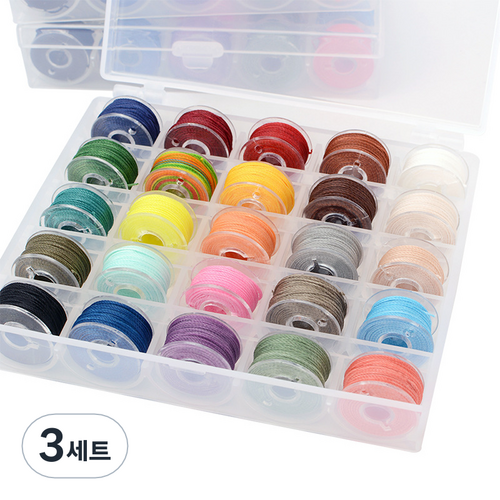 코히모 가죽 공예 둥근 왁스 봉제 실 0.55mm 25종 세트, 혼합색상, 3세트