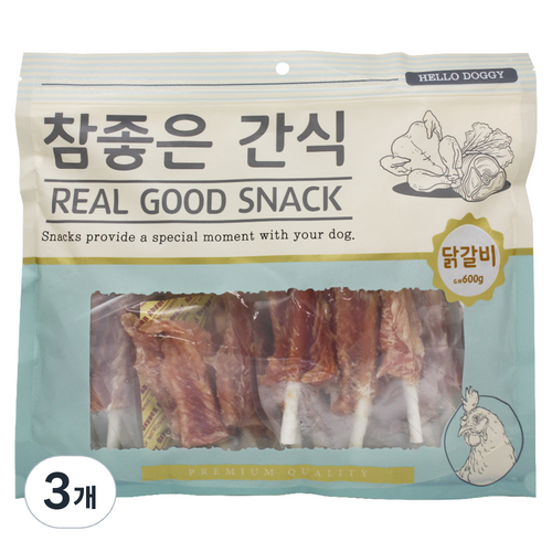 헬로도기 참좋은간식 건조간식, 닭갈비, 600g, 3개
