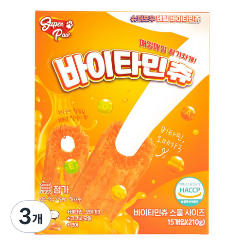슈퍼포우 강아지 바이타민츄 덴탈껌, 비타민, 210g, 3개
