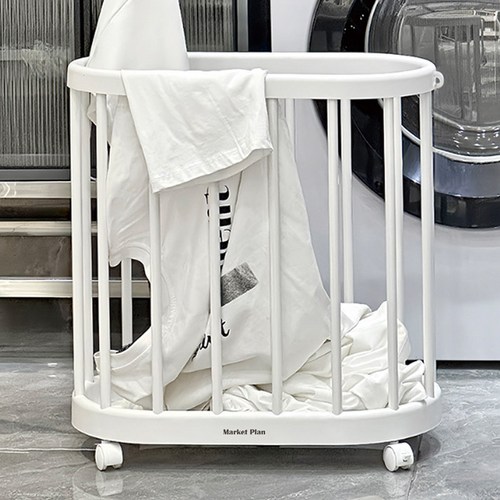 마켓플랜 슬리밍 이동식 다용도 빨래 바구니, 화이트