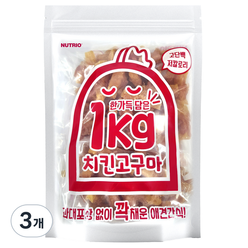 뉴트리오 강아지 한가득담은 대용량 간식, 3개, 1kg, 치킨고구마