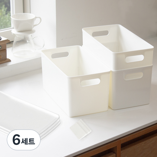 아임홈리빙 지니 심플 바스켓 세트, 화이트, 6세트