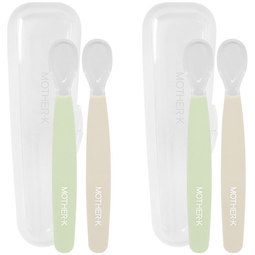 마더케이 실리콘 이유식 스푼 2p + 케이스, 혼합 색상, 2세트