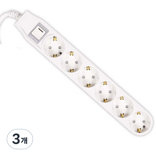 써보니 스위치형 멀티탭 6구, 3m, 혼합색상, 3개