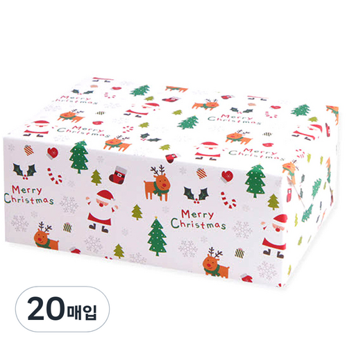 아이엔엠엔피 JP 디자인 산타 포장지, 화이트, 20매입