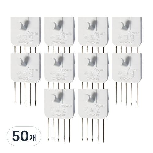 꼭꼬핀 파워 벽지핀 일자형, 화이트, 50개