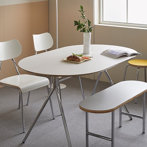 16피스 미드센츄리 타원형 1400 식탁 방문설치, 화이트, 1400mm