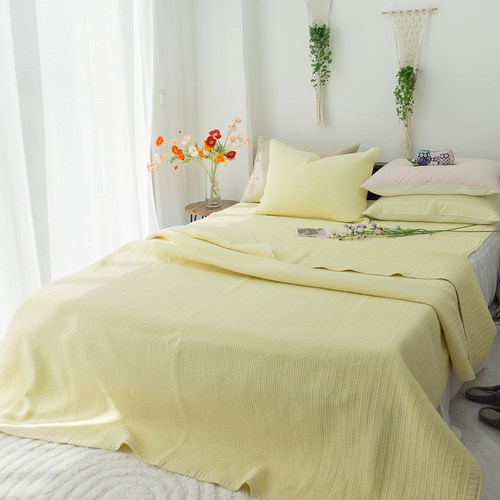 7mm 줄누비 순면 워싱 피그먼트 패드, 레몬옐로우