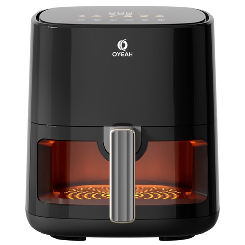 OYEAH 저소음 에어프라이어 5.0L 시각화 대용량, 블랙