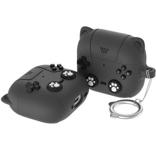 칼리고 에어팟 실리콘 게임패드 케이스, 블랙, 에어팟 4세대, 1개