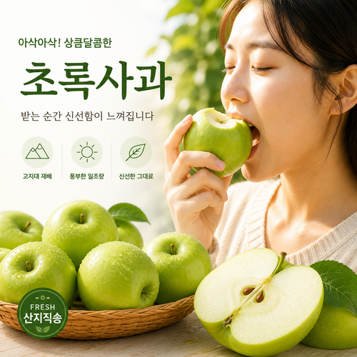 GAP 인증 아삭한 아오리초록사과 산지직송, 1박스, 3kg 대과