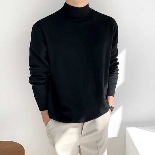 맨즈에버 부드럽고 포근한 남자 스웨터 반 목폴라 니트